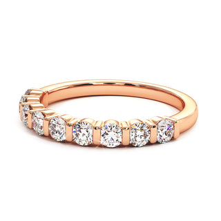 Demi-Alliance Montaigne Barrettes, diamants de laboratoire, or rose 18 carats — Maison Laveran Paris