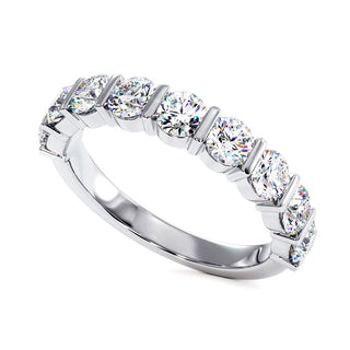 Demi-Alliance Montaigne Barrettes, diamants de laboratoire, or blanc 18 carats ou platine 950 — Maison Laveran Paris