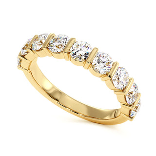 Demi-Alliance Montaigne Barrettes, diamants de laboratoire, or jaune 18 carats — Maison Laveran Paris