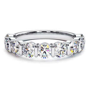 Demi-Alliance Montaigne Barrettes, diamants de laboratoire, or blanc 18 carats ou platine 950 — Maison Laveran Paris