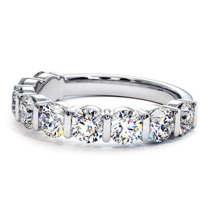 Demi-Alliance Montaigne Barrettes, diamants de laboratoire, or blanc 18 carats ou platine 950 — Maison Laveran Paris