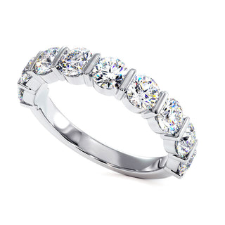 Demi-Alliance Montaigne Barrettes, diamants de laboratoire, or blanc 18 carats ou platine 950 — Maison Laveran Paris