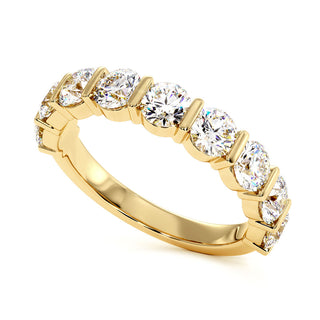 Demi-Alliance Montaigne Barrettes, diamants de laboratoire, or jaune 18 carats — Maison Laveran Paris