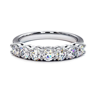 Demi-Alliance Montaigne Diamants Ronds 7 pierres, diamants de laboratoire, or blanc 18 carats ou platine 950 — Maison Laveran Paris