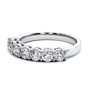 Demi-Alliance Montaigne Diamants Ronds 7 pierres, diamants de laboratoire, or blanc 18 carats ou platine 950 — Maison Laveran Paris