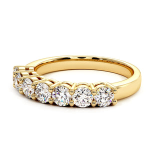Demi-Alliance Montaigne Diamants Ronds 7 pierres, diamants de laboratoire, or jaune 18 carats — Maison Laveran Paris