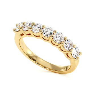 Demi-Alliance Montaigne Diamants Ronds 7 pierres, diamants de laboratoire, or jaune 18 carats — Maison Laveran Paris