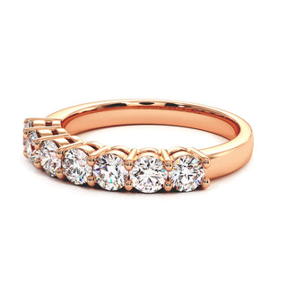 Demi-Alliance Montaigne Diamants Ronds 7 pierres, diamants de laboratoire, or rose 18 carats — Maison Laveran Paris