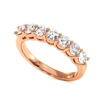 Demi-Alliance Montaigne Diamants Ronds 7 pierres, diamants de laboratoire, or rose 18 carats — Maison Laveran Paris