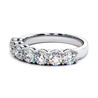 Demi-Alliance Montaigne Diamants Ronds 7 pierres, diamants de laboratoire, or blanc 18 carats ou platine 950 — Maison Laveran Paris