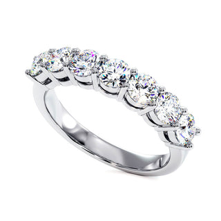 Demi-Alliance Montaigne Diamants Ronds 7 pierres, diamants de laboratoire, or blanc 18 carats ou platine 950 — Maison Laveran Paris