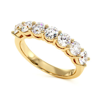 Demi-Alliance Montaigne Diamants Ronds 7 pierres, diamants de laboratoire, or jaune 18 carats — Maison Laveran Paris