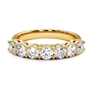 Demi-Alliance Montaigne Diamants Ronds 7 pierres, diamants de laboratoire, or jaune 18 carats — Maison Laveran Paris