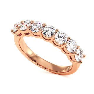 Demi-Alliance Montaigne Diamants Ronds 7 pierres, diamants de laboratoire, or rose 18 carats — Maison Laveran Paris