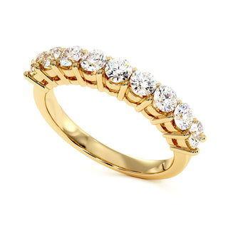 Demi-Alliance Montaigne Diamants Ronds 9 pierres, diamants de laboratoire, or jaune 18 carats — Maison Laveran Paris
