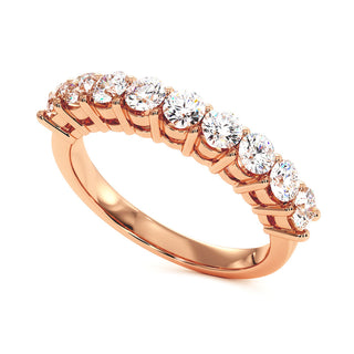 Demi-Alliance Montaigne Diamants Ronds 9 pierres, diamants de laboratoire, or rose 18 carats — Maison Laveran Paris