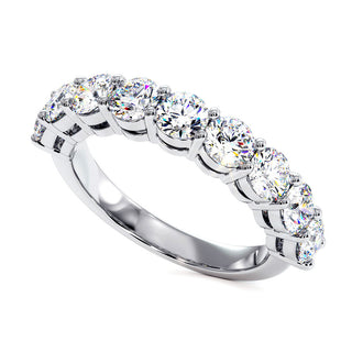 Demi-Alliance Montaigne Diamants Ronds 9 pierres, diamants de laboratoire, or blanc 18 carats ou platine 950 — Maison Laveran Paris