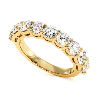 Demi-Alliance Montaigne Diamants Ronds 9 pierres, diamants de laboratoire, or jaune 18 carats — Maison Laveran Paris