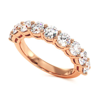 Demi-Alliance Montaigne Diamants Ronds 9 pierres, diamants de laboratoire, or rose 18 carats — Maison Laveran Paris
