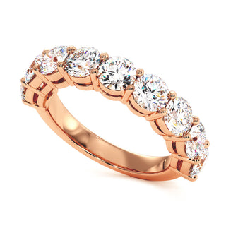 Demi-Alliance Montaigne Diamants Ronds 9 pierres, diamants de laboratoire, or rose 18 carats — Maison Laveran Paris