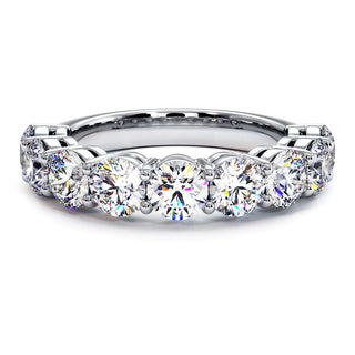 Demi-Alliance Montaigne Diamants Ronds 9 pierres, diamants de laboratoire, or blanc 18 carats ou platine 950 — Maison Laveran Paris
