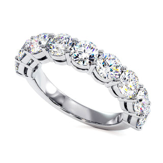 Demi-Alliance Montaigne Diamants Ronds 9 pierres, diamants de laboratoire, or blanc 18 carats ou platine 950 — Maison Laveran Paris