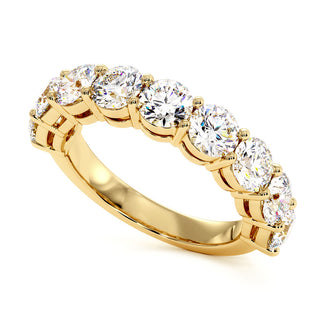 Demi-Alliance Montaigne Diamants Ronds 9 pierres, diamants de laboratoire, or jaune 18 carats — Maison Laveran Paris