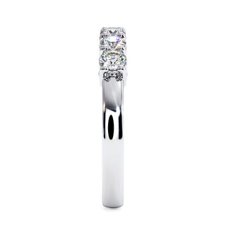 Demi-Alliance Montaigne Diamants Ronds 5 pierres, diamants de laboratoire, or blanc 18 carats ou platine 950 — Maison Laveran Paris
