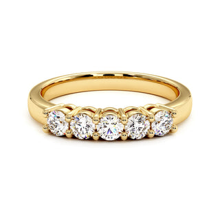 Demi-Alliance Montaigne Diamants Ronds 5 pierres, diamants de laboratoire, or jaune 18 carats — Maison Laveran Paris