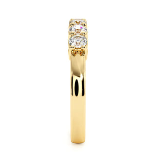 Demi-Alliance Montaigne Diamants Ronds 5 pierres, diamants de laboratoire, or jaune 18 carats — Maison Laveran Paris