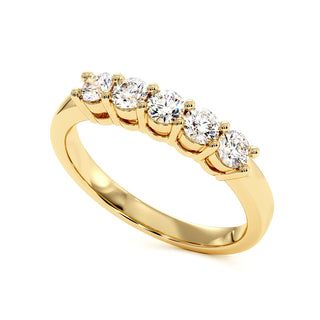 Demi-Alliance Montaigne Diamants Ronds 5 pierres, diamants de laboratoire, or jaune 18 carats — Maison Laveran Paris
