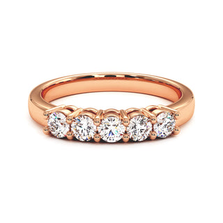 Demi-Alliance Montaigne Diamants Ronds 5 pierres, diamants de laboratoire, or rose 18 carats — Maison Laveran Paris