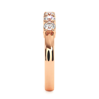 Demi-Alliance Montaigne Diamants Ronds 5 pierres, diamants de laboratoire, or rose 18 carats — Maison Laveran Paris