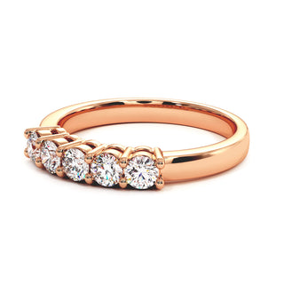 Demi-Alliance Montaigne Diamants Ronds 5 pierres, diamants de laboratoire, or rose 18 carats — Maison Laveran Paris