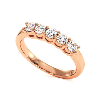 Demi-Alliance Montaigne Diamants Ronds 5 pierres, diamants de laboratoire, or rose 18 carats — Maison Laveran Paris