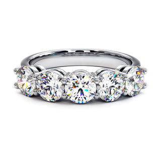 Demi-Alliance Montaigne Diamants Ronds 5 pierres, diamants de laboratoire, or blanc 18 carats ou platine 950 — Maison Laveran Paris