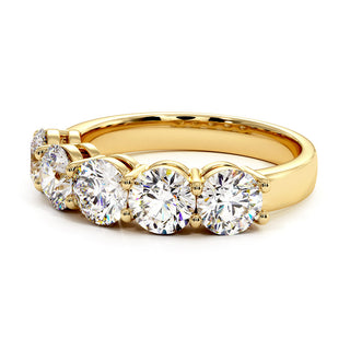 Demi-Alliance Montaigne Diamants Ronds 5 pierres, diamants de laboratoire, or jaune 18 carats — Maison Laveran Paris