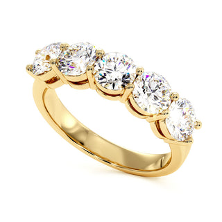 Demi-Alliance Montaigne Diamants Ronds 5 pierres, diamants de laboratoire, or jaune 18 carats — Maison Laveran Paris