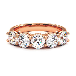 Demi-Alliance Montaigne Diamants Ronds 5 pierres, diamants de laboratoire, or rose 18 carats — Maison Laveran Paris
