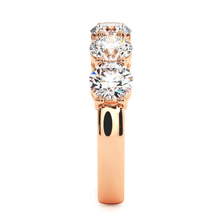 Demi-Alliance Montaigne Diamants Ronds 5 pierres, diamants de laboratoire, or rose 18 carats — Maison Laveran Paris