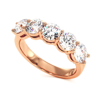 Demi-Alliance Montaigne Diamants Ronds 5 pierres, diamants de laboratoire, or rose 18 carats — Maison Laveran Paris