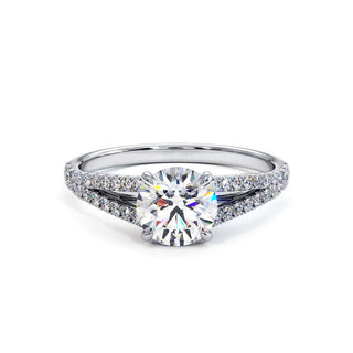 Bague Marais, diamant de laboratoire sur jonc double pavé, or blanc 18 carats ou platine 950 — Maison Laveran Paris
