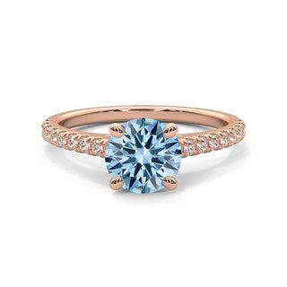 Bague Vendôme Diamant Bleu Rond, diamant de laboratoire bleu, or rose 18 carats — Maison Laveran Paris