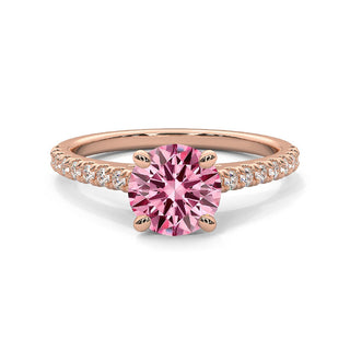 Bague Vendôme Diamant Rose Rond, diamant de laboratoire rose, or rose 18 carats — Maison Laveran Paris