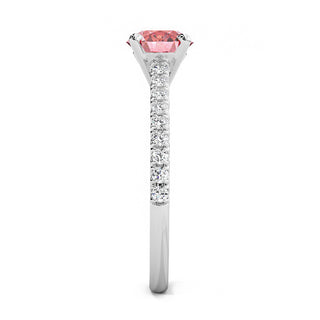Bague Vendôme Diamant Rose Rond, diamant de laboratoire rose, or blanc 18 carats ou platine 950 — Maison Laveran Paris