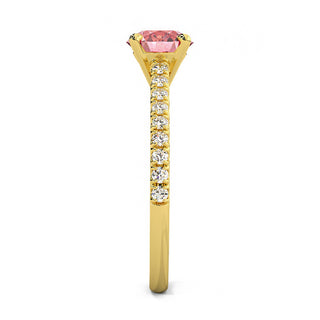 Bague Vendôme Diamant Rose Rond, diamant de laboratoire rose, or jaune 18 carats — Maison Laveran Paris