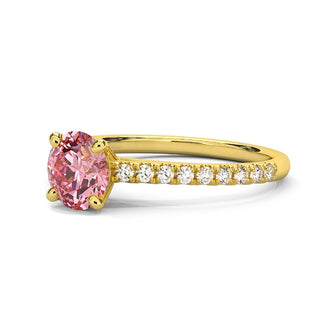 Bague Vendôme Diamant Rose Rond, diamant de laboratoire rose, or jaune 18 carats — Maison Laveran Paris