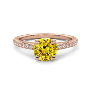 Bague Vendôme Diamant Jaune Rond, diamant de laboratoire jaune, or rose 18 carats — Maison Laveran Paris