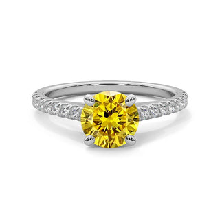 Bague Vendôme Diamant Jaune Rond, diamant de laboratoire jaune, or blanc 18 carats ou platine 950 — Maison Laveran Paris