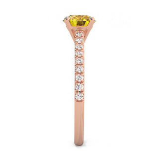 Bague Vendôme Diamant Jaune Rond, diamant de laboratoire jaune, or rose 18 carats — Maison Laveran Paris